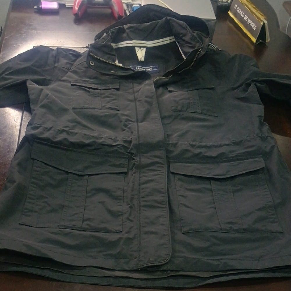 Lands' End Men's Black Military Jacket